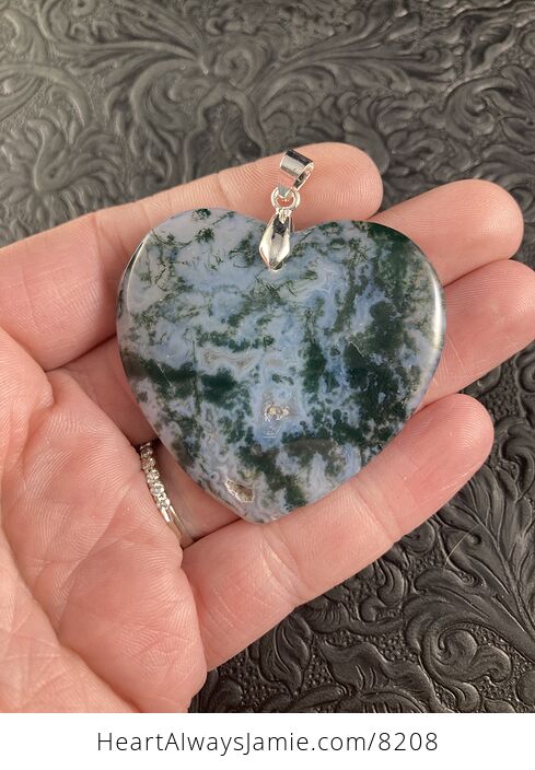 Heart Shaped Moss Agate Stone Jewelry Pendant - #bGQMEtIIqwU-1