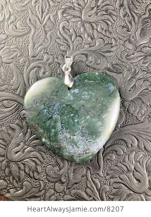 Heart Shaped Moss Agate Stone Jewelry Pendant - #fMvCey0cVNM-3