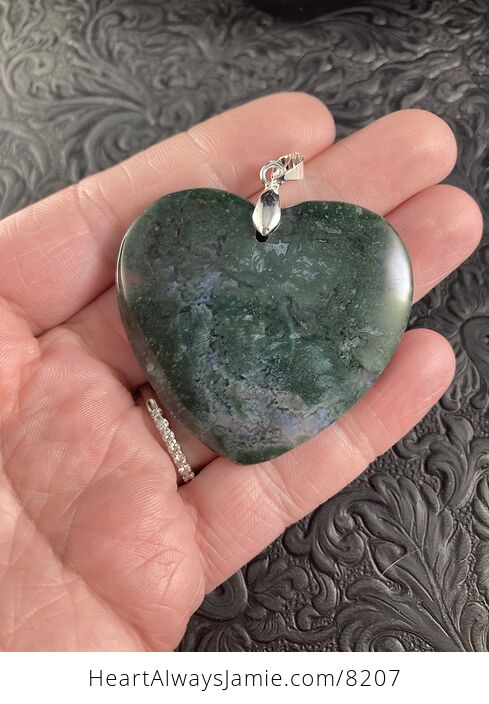 Heart Shaped Moss Agate Stone Jewelry Pendant - #fMvCey0cVNM-1