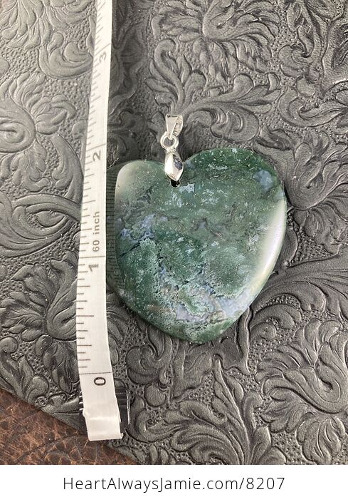 Heart Shaped Moss Agate Stone Jewelry Pendant - #fMvCey0cVNM-4