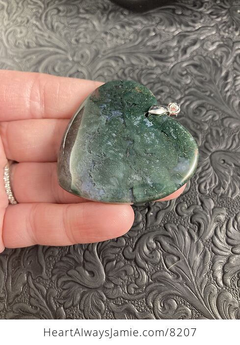 Heart Shaped Moss Agate Stone Jewelry Pendant - #fMvCey0cVNM-5
