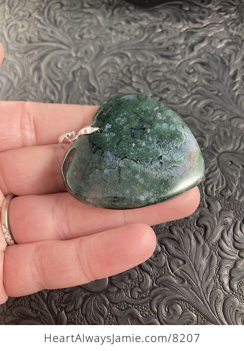 Heart Shaped Moss Agate Stone Jewelry Pendant - #fMvCey0cVNM-6
