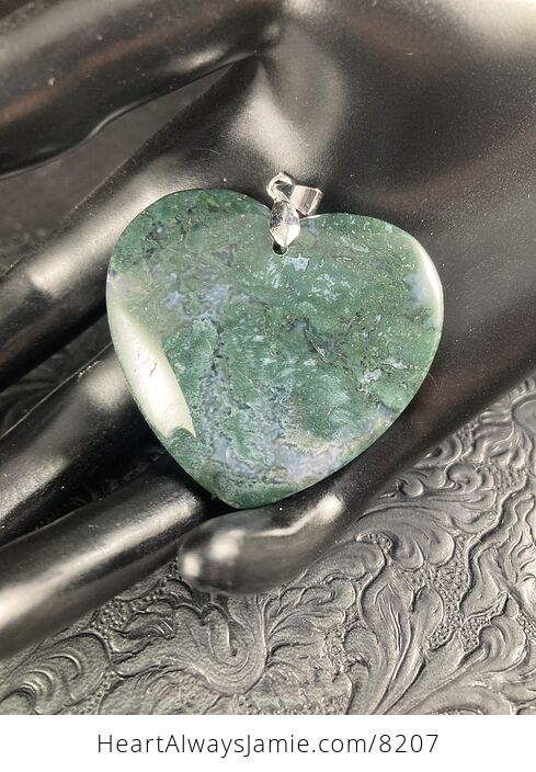 Heart Shaped Moss Agate Stone Jewelry Pendant - #fMvCey0cVNM-2