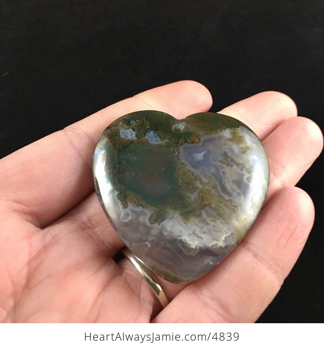 Heart Shaped Moss Agate Stone Jewelry Pendant - #hcKfg8cfSis-2