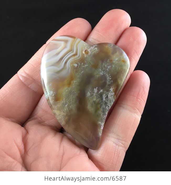 Heart Shaped Moss Agate Stone Jewelry Pendant - #ndEiDlBQpdk-1