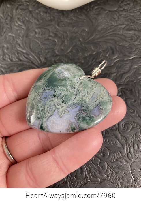 Heart Shaped Moss Agate Stone Jewelry Pendant - #pOa5oFUXVQs-6