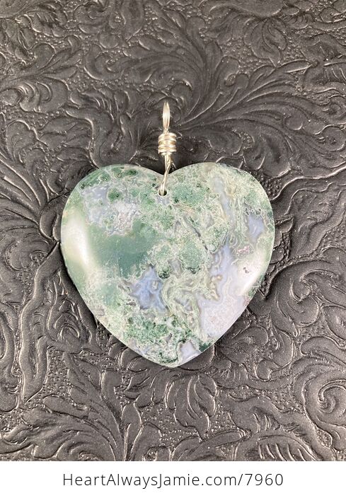 Heart Shaped Moss Agate Stone Jewelry Pendant - #pOa5oFUXVQs-4