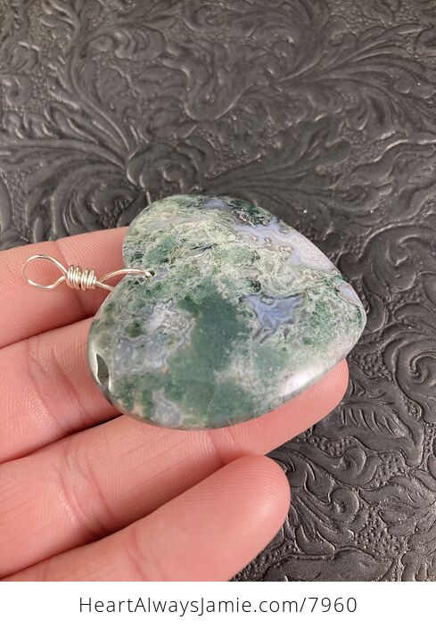 Heart Shaped Moss Agate Stone Jewelry Pendant - #pOa5oFUXVQs-7