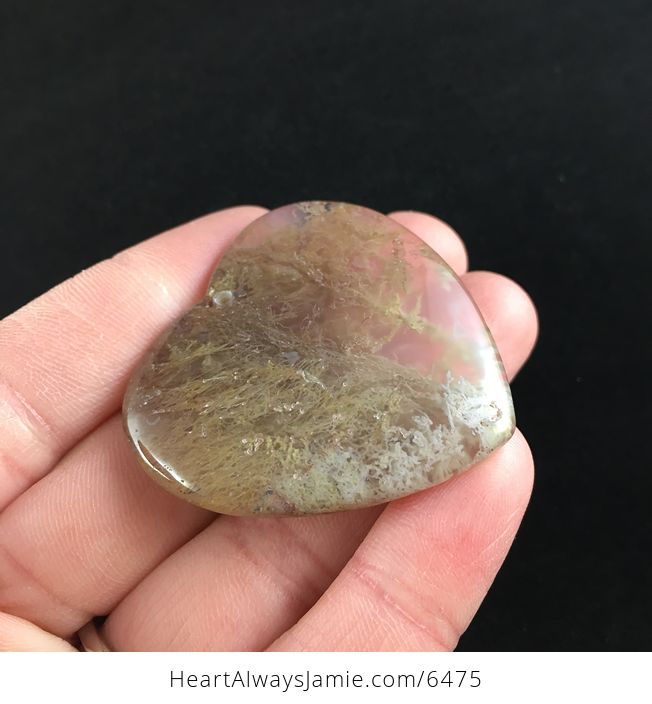 Heart Shaped Moss Agate Stone Jewelry Pendant - #qkX7E9DXc0I-4