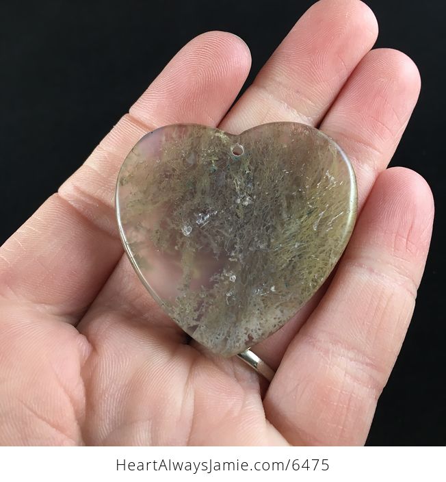Heart Shaped Moss Agate Stone Jewelry Pendant - #qkX7E9DXc0I-6