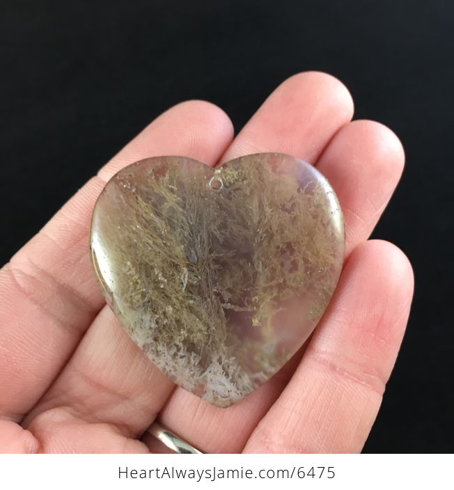 Heart Shaped Moss Agate Stone Jewelry Pendant - #qkX7E9DXc0I-1