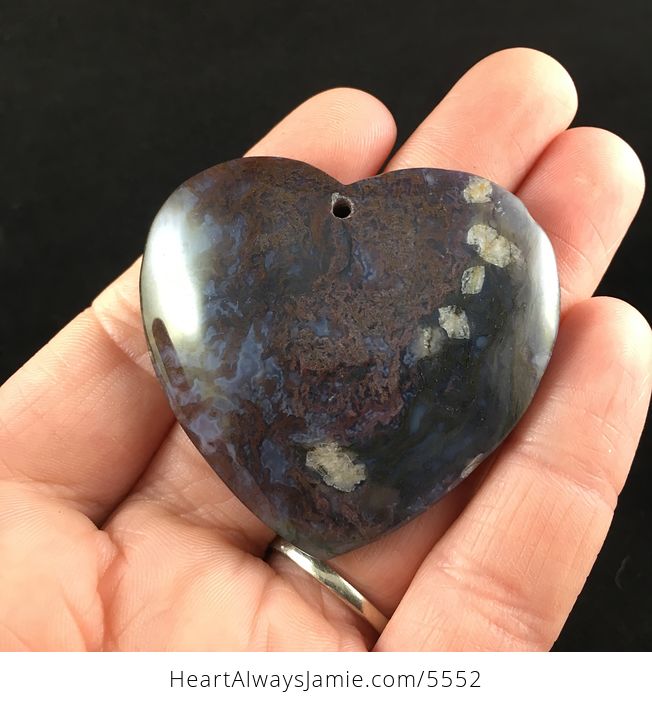 Heart Shaped Moss Agate Stone Jewelry Pendant - #uAQRZT5FHP0-1