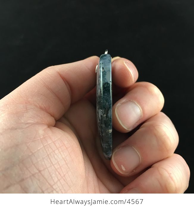 Heart Shaped Moss Agate Stone Jewelry Pendant - #wv2yDBbD2qM-5