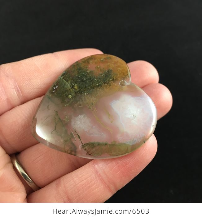 Heart Shaped Moss Agate Stone Jewelry Pendant - #z82dQOYuIRY-3
