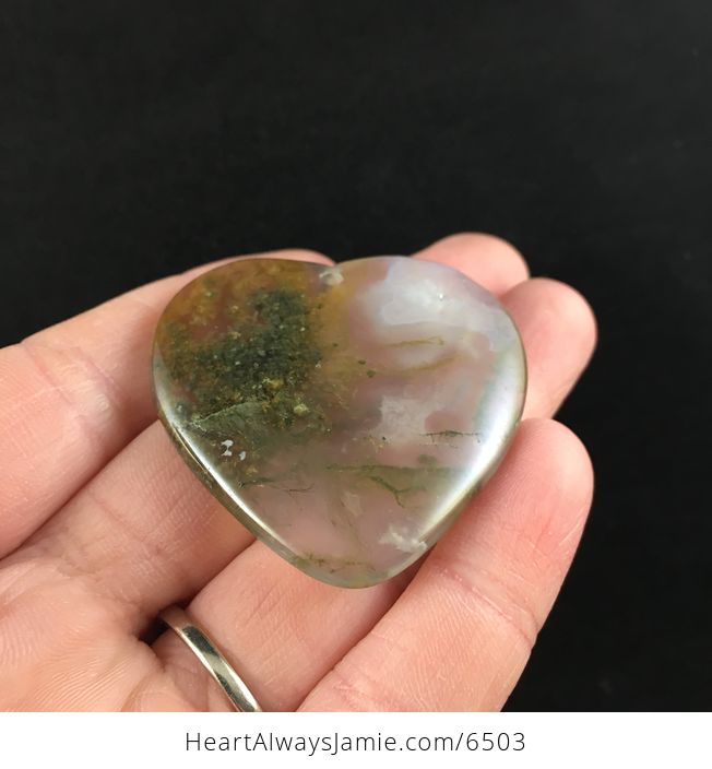 Heart Shaped Moss Agate Stone Jewelry Pendant - #z82dQOYuIRY-2