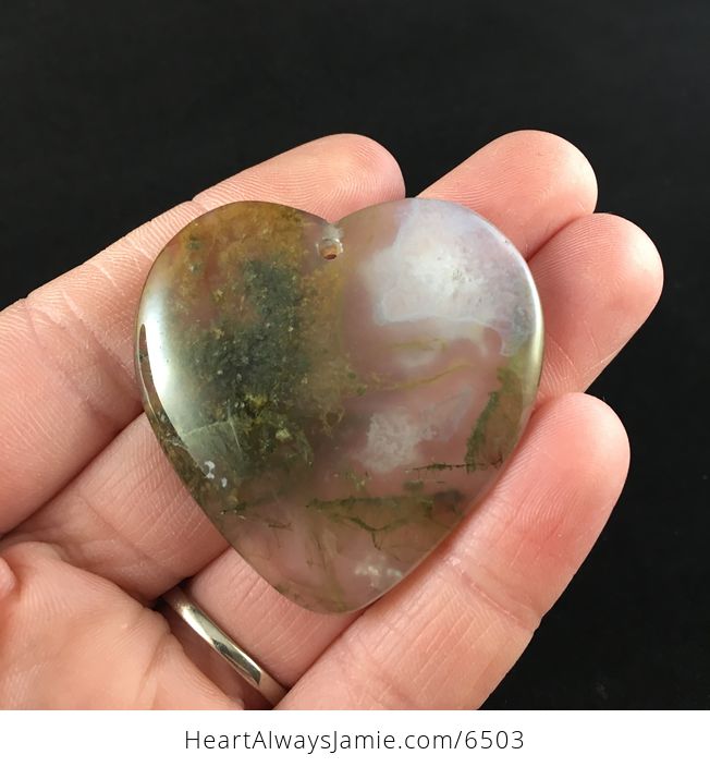 Heart Shaped Moss Agate Stone Jewelry Pendant - #z82dQOYuIRY-1