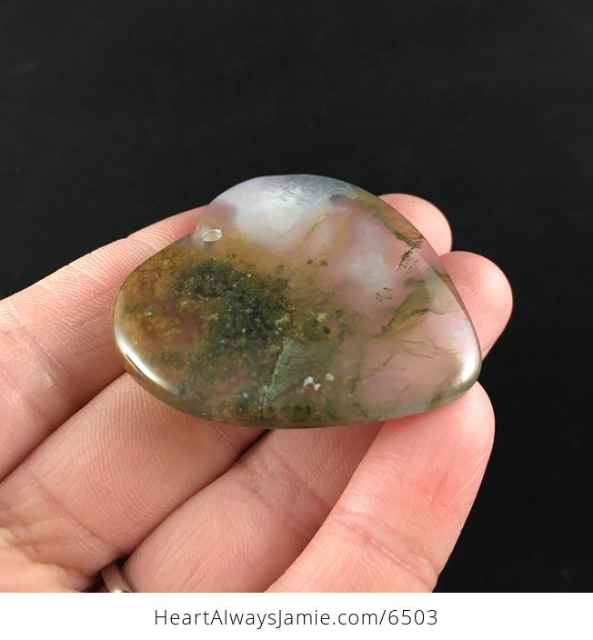 Heart Shaped Moss Agate Stone Jewelry Pendant - #z82dQOYuIRY-4