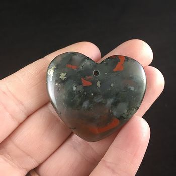 Heart Shaped Natural African Bloodstone Cherry Orchard Jasper Septinite Stone Jewelry Pendant #7Taj4YALbAc
