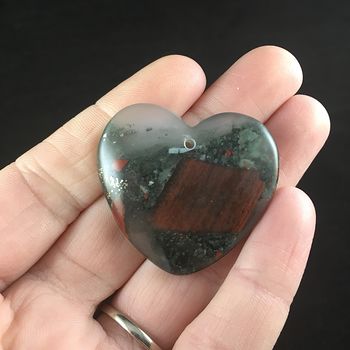 Heart Shaped Natural African Bloodstone Cherry Orchard Jasper Septinite Stone Jewelry Pendant #aIBje8EvJHs
