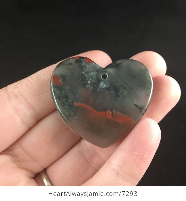 Heart Shaped Natural African Bloodstone Cherry Orchard Jasper Septinite Stone Jewelry Pendant - #7Taj4YALbAc-5