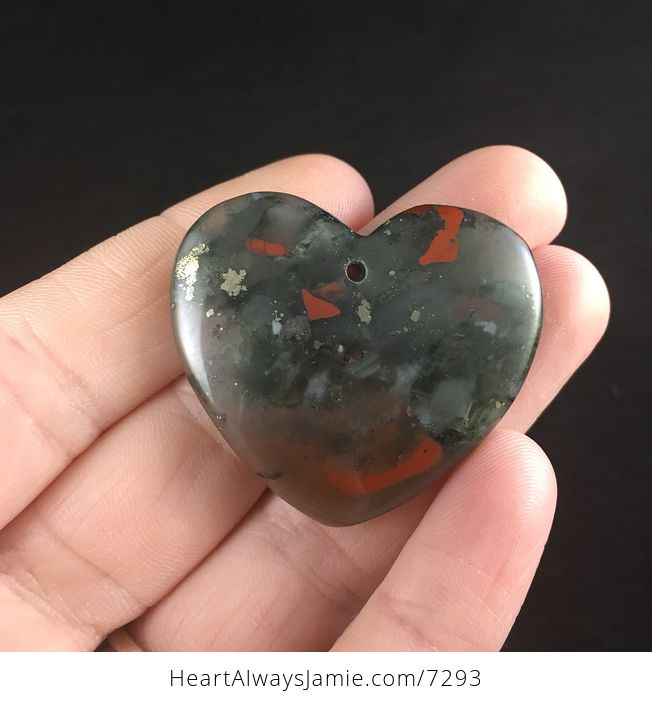 Heart Shaped Natural African Bloodstone Cherry Orchard Jasper Septinite Stone Jewelry Pendant - #7Taj4YALbAc-1