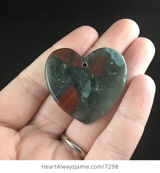 Heart Shaped Natural African Bloodstone Cherry Orchard Jasper Septinite Stone Jewelry Pendant - #rX5Rvu7MEXY-5