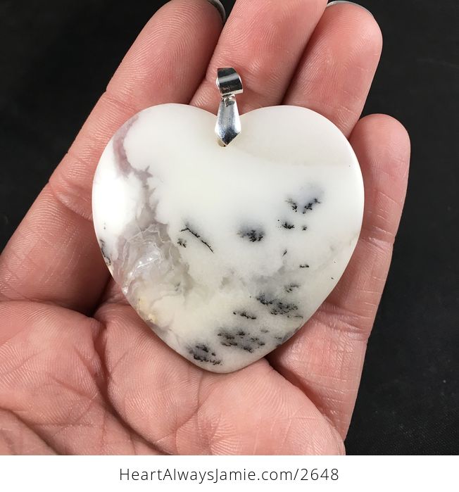 Heart Shaped Natural African Dendrite Moss Opal Stone Pendant - #BQ5s8EQID18-1