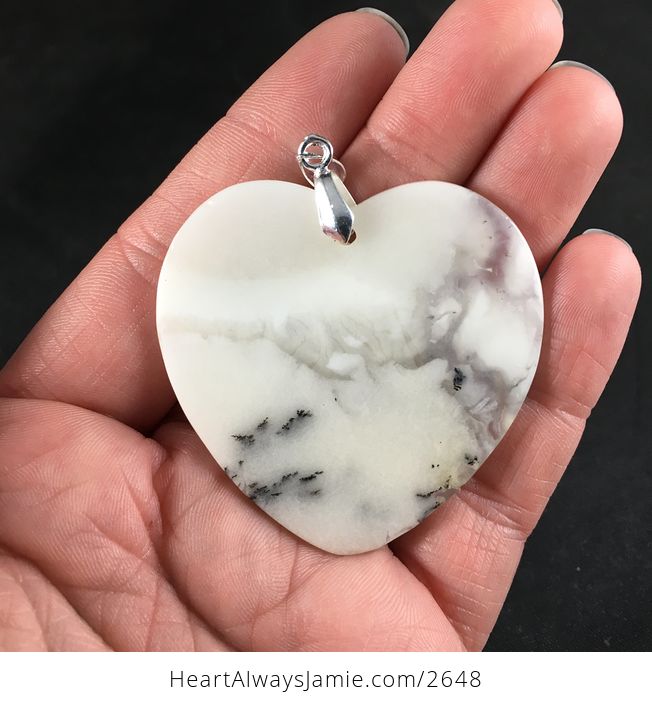 Heart Shaped Natural African Dendrite Moss Opal Stone Pendant Necklace Ado6 - #BQ5s8EQID18-2