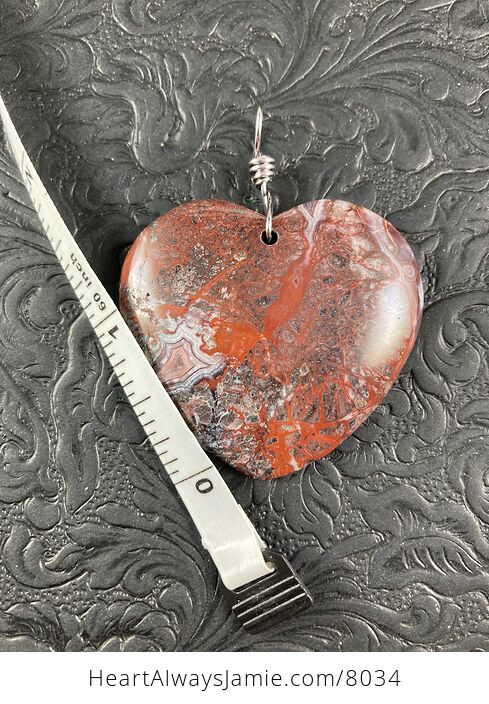 Heart Shaped Natural Blood Red Crazy Lace Agate Stone Jewelry Pendant Necklace - #wQ2TSCQwSkA-5