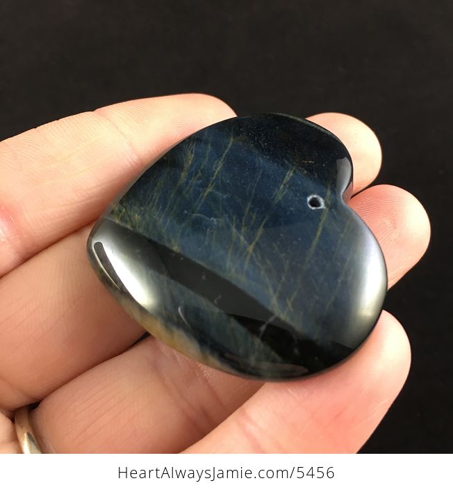 Heart Shaped Natural Blue Hawks Eye Stone Jewelry Pendant - #WArWj9Vi4Fg-3