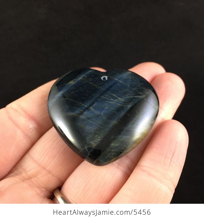 Heart Shaped Natural Blue Hawks Eye Stone Jewelry Pendant - #WArWj9Vi4Fg-2