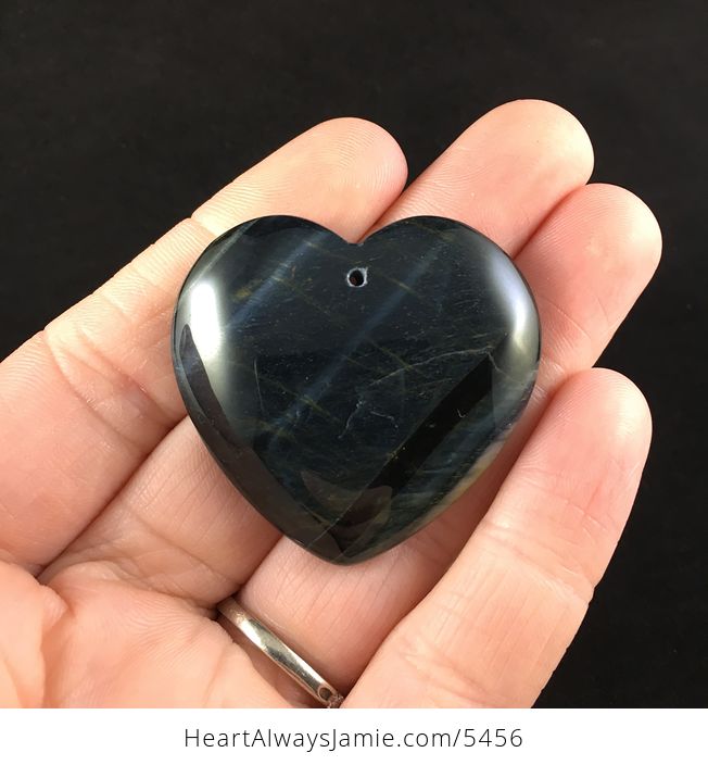Heart Shaped Natural Blue Hawks Eye Stone Jewelry Pendant - #WArWj9Vi4Fg-1