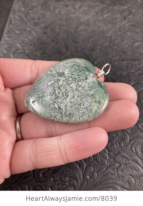 Heart Shaped Natural Green Moss Agate Stone Jewelry Pendant - #yBYrH3xAFz0-2
