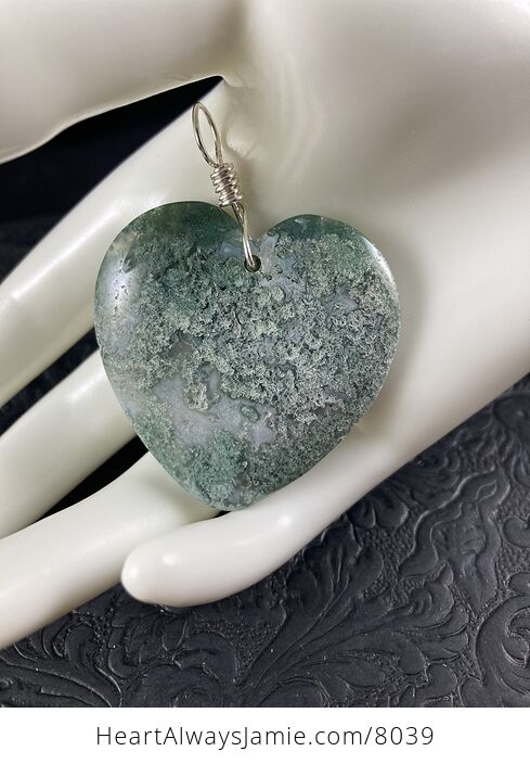 Heart Shaped Natural Green Moss Agate Stone Jewelry Pendant - #yBYrH3xAFz0-6