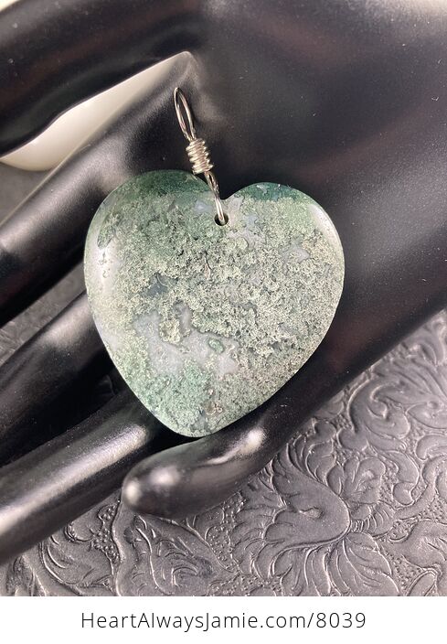 Heart Shaped Natural Green Moss Agate Stone Jewelry Pendant - #yBYrH3xAFz0-7