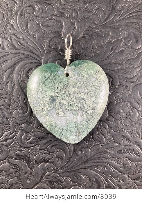 Heart Shaped Natural Green Moss Agate Stone Jewelry Pendant - #yBYrH3xAFz0-4