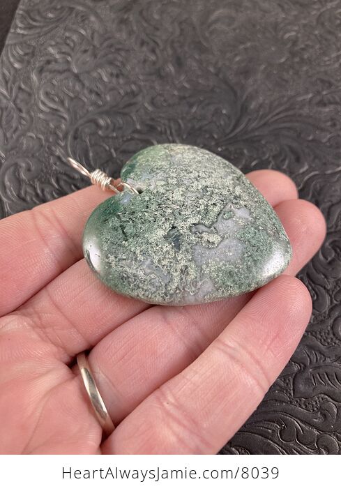 Heart Shaped Natural Green Moss Agate Stone Jewelry Pendant - #yBYrH3xAFz0-3