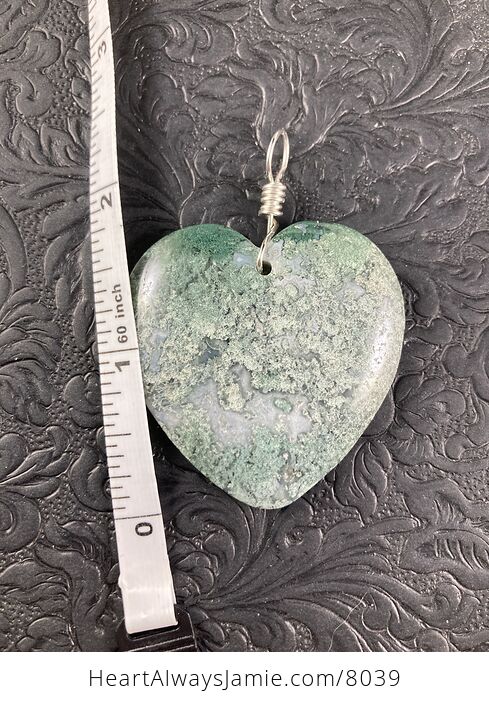 Heart Shaped Natural Green Moss Agate Stone Jewelry Pendant - #yBYrH3xAFz0-5