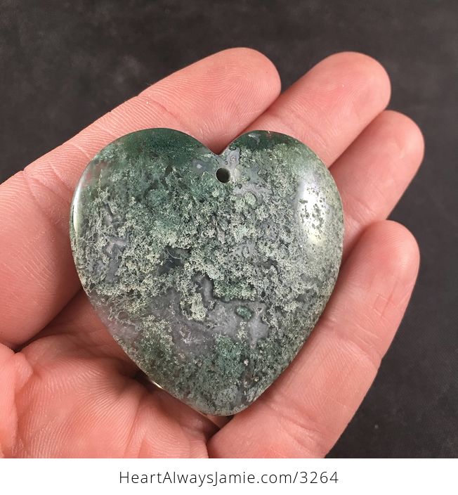 Heart Shaped Natural Green Moss Agate Stone Jewelry Pendant Necklace - #jqwOqD6gDVY-3