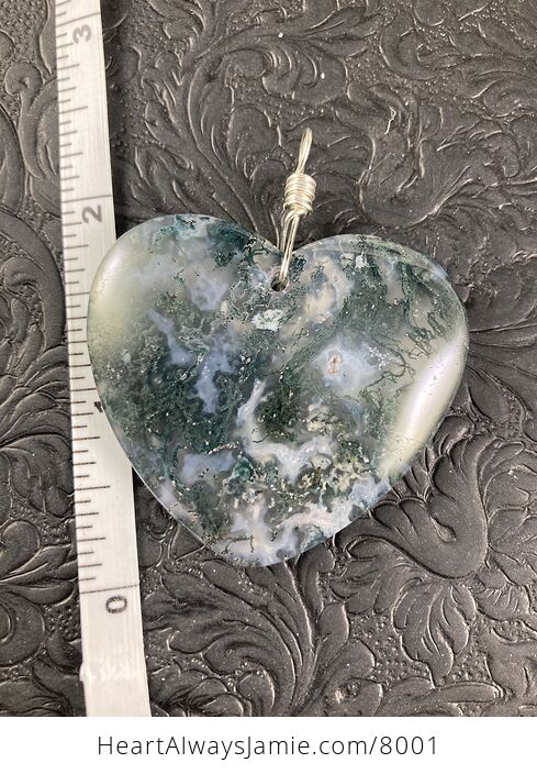 Heart Shaped Natural Moss Agate Stone Jewelry Pendant - #tGL5Yn9ikO0-5