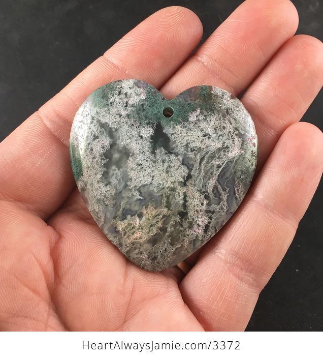 Heart Shaped Natural Moss Agate Stone Pendant Jewelry - #y6dnjvp5QAU-1
