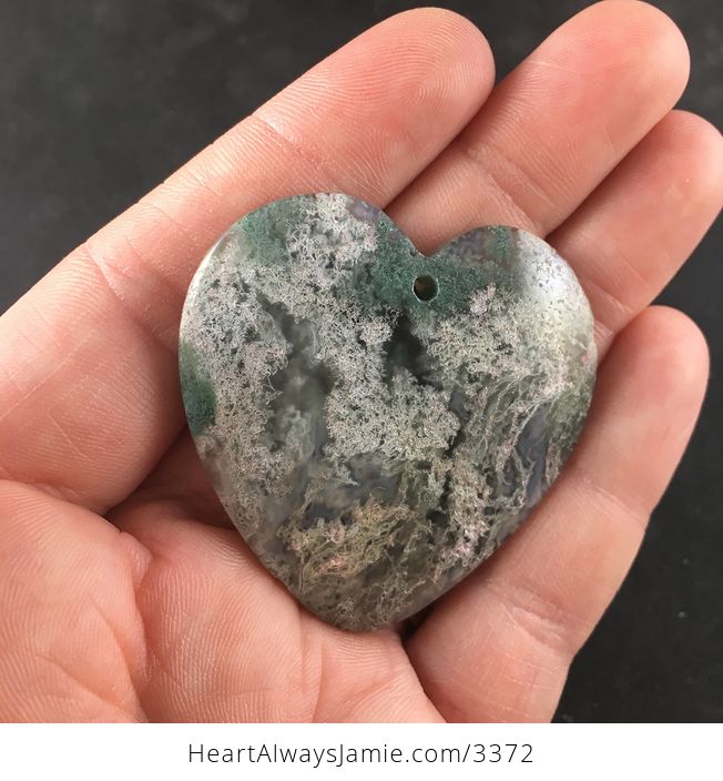 Heart Shaped Natural Moss Agate Stone Pendant Necklace Jewelry - #y6dnjvp5QAU-2
