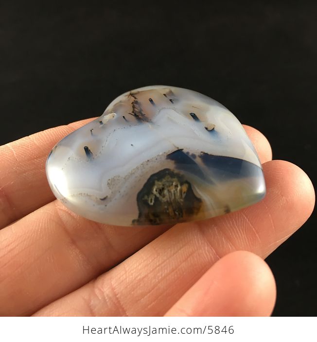 Heart Shaped Ocean Chalcedony Agate Stone Jewelry Pendant - #XLFtwvivvEw-4