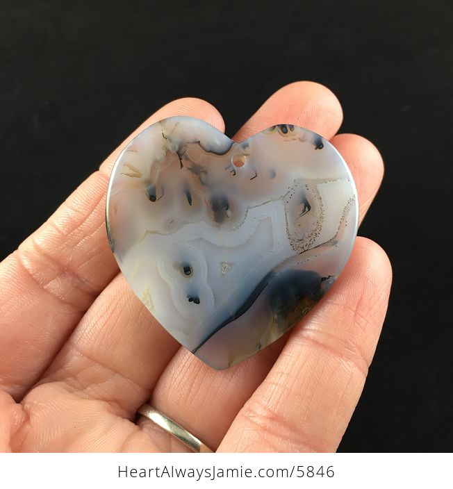 Heart Shaped Ocean Chalcedony Agate Stone Jewelry Pendant - #XLFtwvivvEw-6