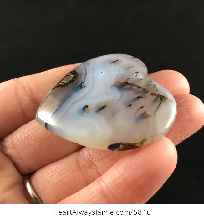 Heart Shaped Ocean Chalcedony Agate Stone Jewelry Pendant - #XLFtwvivvEw-3