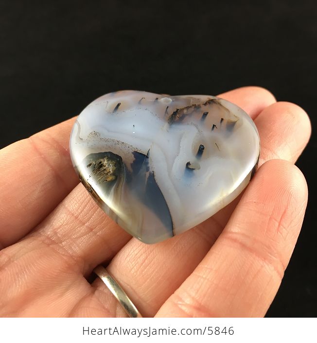 Heart Shaped Ocean Chalcedony Agate Stone Jewelry Pendant - #XLFtwvivvEw-2