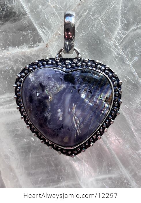 Heart Shaped Opalized Fluorite Tiffany Stone and Crystal Stone Jewelry Pendant - #ERtE4GVq9tQ-2