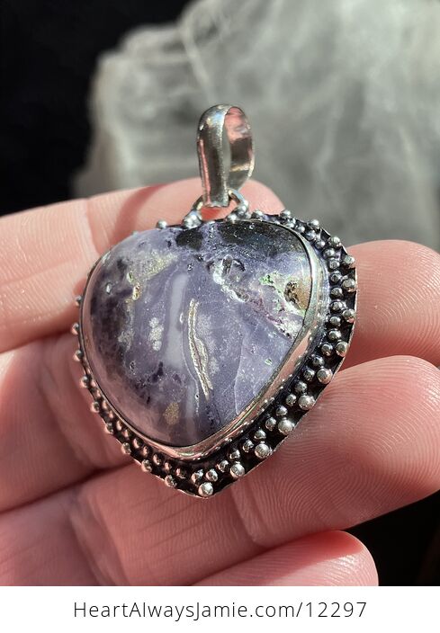 Heart Shaped Opalized Fluorite Tiffany Stone and Crystal Stone Jewelry Pendant - #ERtE4GVq9tQ-5