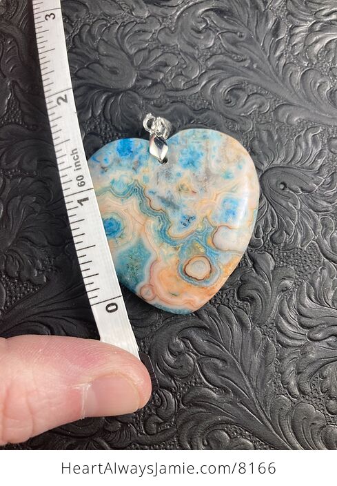 Heart Shaped Orange and Blue Crazy Lace Agate Stone Jewelry Pendant - #uSSo3z5Yfw8-4