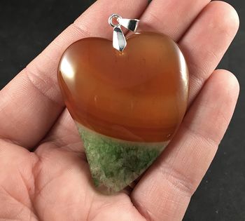 Heart Shaped Orange and Green Druzy Stone Pendant #ZrPICzFlZEE